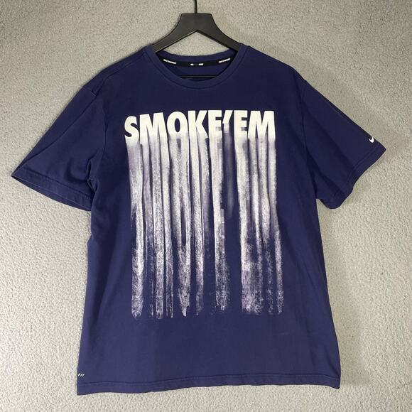 Nike Dri-Fit Smoke ‘Em Graphic T-Shirt Men’s XL Blue Athletic Sports Tee - Picture 6 of 8